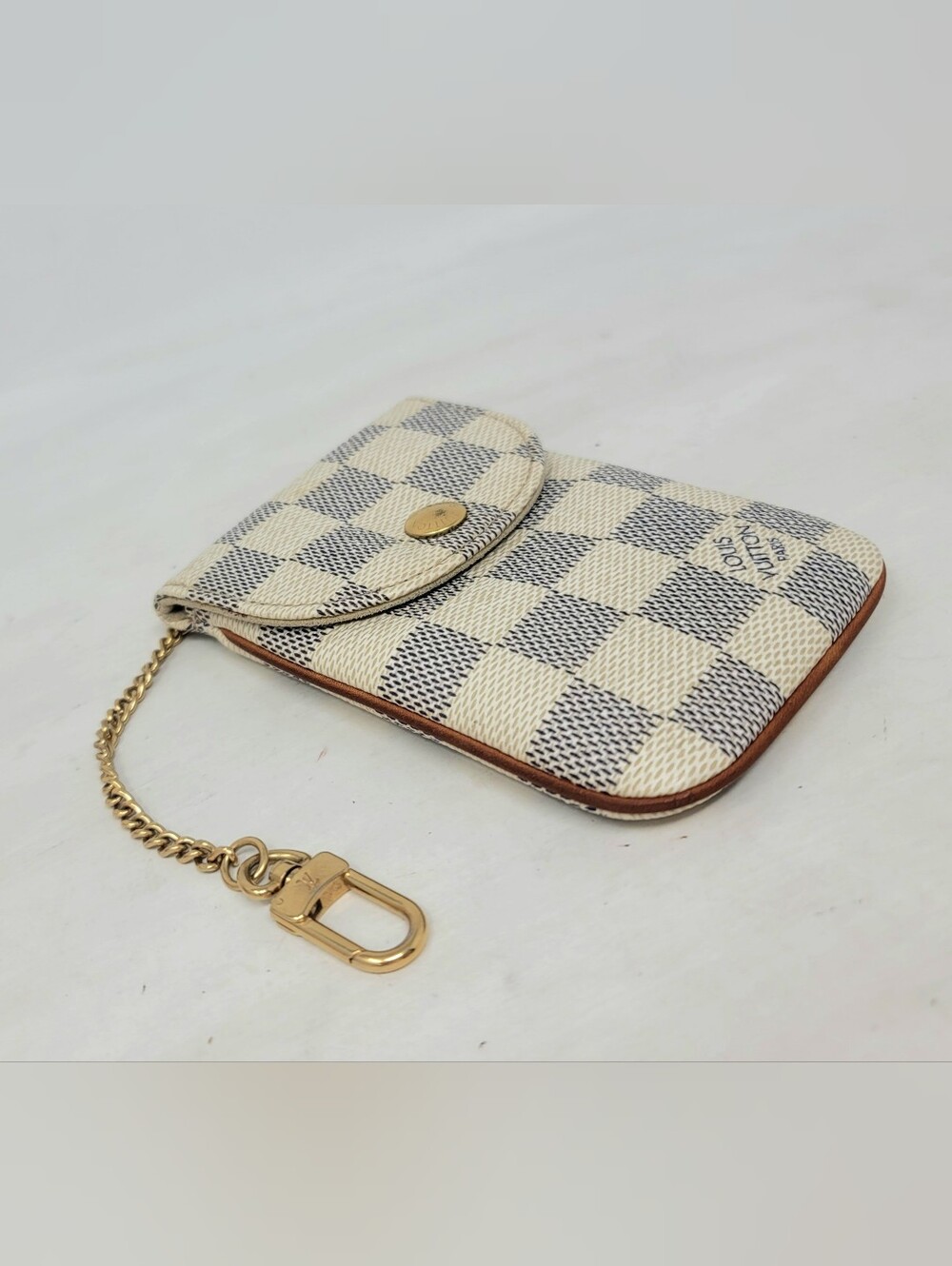 Louis Vuitton White Azur Damier Canvas Cosmetic Lipstick Pouch Bag Authentic - Picture 3 of 12